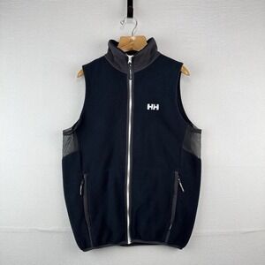 Helly Hansen Fleece Vest Men's L Full Zip Blue Vest Embroidered Spell-out Mesh